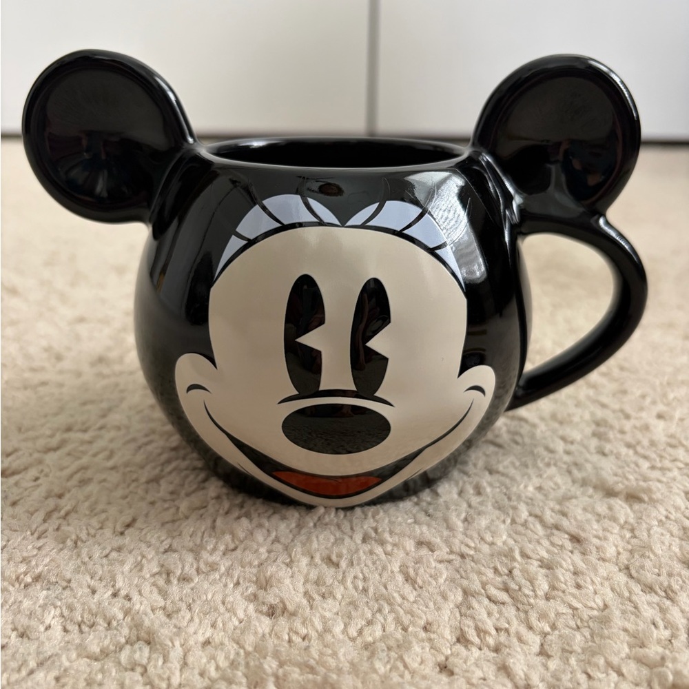 Disney Parks Minnie Mouse Timeless 3D Mouse Ears Ceramic Black Mug